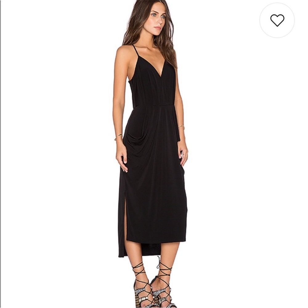 BCBG Black Midi Drape Dress - Size L